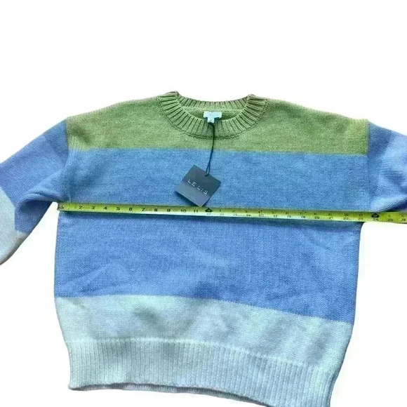 Long Sleeve Crew Neck Striped Block Sweater size S multi-green. Oversized fit - Picture 3 of 5
